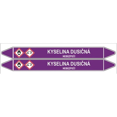 Značení potrubí, kyselina dusičná,2 ks, 450 × 52 mm PZ 007049