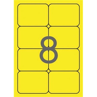 Etikety, 99,1x67,7 mm, farebné, zaoblené rohy, APLI, neónové žlté, 160 etikiet bal