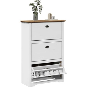 vidaXL Поставка за обувки BODO бяла и кафява 80x35x118 см (4016882)