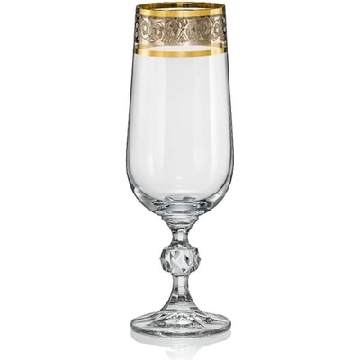 Crystalex Sklenice na šampaňské Claudia s dekorem Exclusive platinum 6 x 180 ml