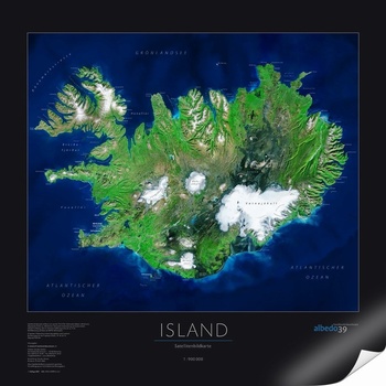 Albedo39 Island - satelitní mapa 70 x 70 cm Varianta: bez rámu v tubusu, Provedení: papírová mapa