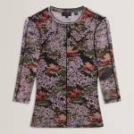Ted Baker Ted Baker Mesh Print Top - Black