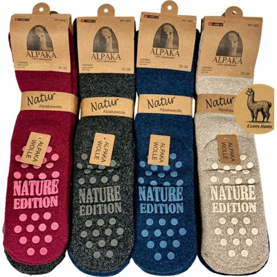 Dámské termo ponožky z 100% alpaka vlny 3 páry protiskluzové extra teplé vínová stříbrná grafitová Bez dárkového balení