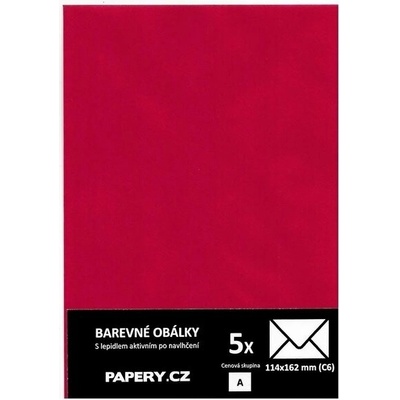 barevná obálka 114X162 ČERVENÁ TMAVÁ, 5 kusů, 100 gm2, olizová HBLR 046