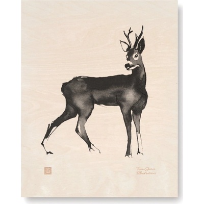 Obrázek na dřevěné kartě Deer 24x30 cm Teemu Järvi Illustrations