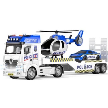Wiky Полицейски автомобил влекач 55 см и хеликоптер с ефекти комплект