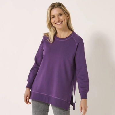 Moltonová mikina v tunikovej dĺžke fialová