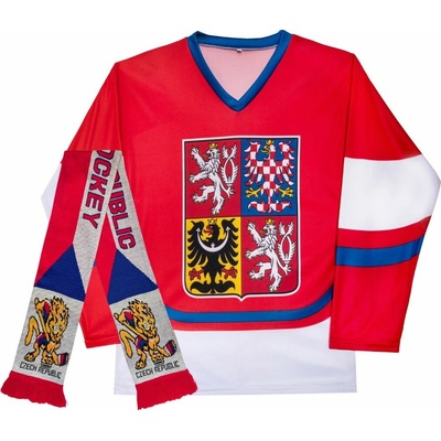 SportDres Hokejový fanouškovský set Česko červený + šála Czech Republic