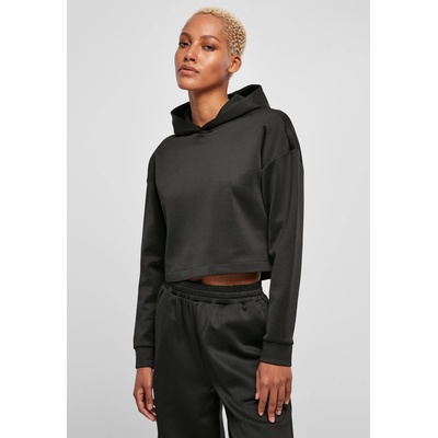 Urban Classics Дамски къс суичър с качулка в черен цвят Urban Classics Scuba HoodyUB-TB5464-00007 - Черен, размер L