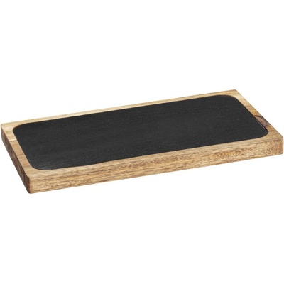 Wenko Dřevěný servírovací talíř v černo-přírodní barvě 30 x 15 cm