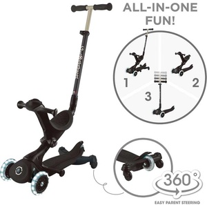 Globber Тротинетка 5 в 1 globber go up deluxe lights 360° - черна (699-320) - presi Тротинетка, скутер