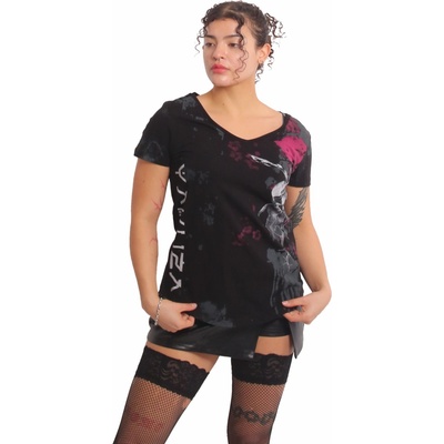 Yakuza dámske tričko Rose Scratch Curved V Neck GSB 25118 black