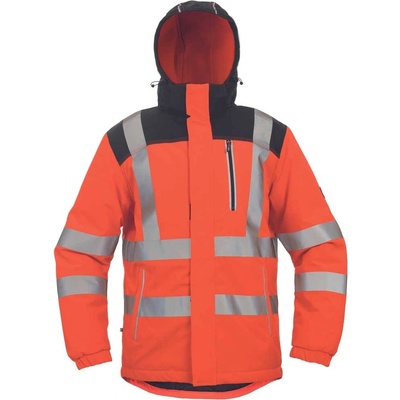 Cerva Knoxfield HVPS WINT zateplená zimní HI-VIS bunda s odepínací kapucí oranžová