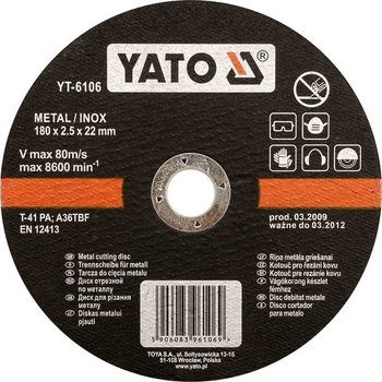 Yato Kotouč na kov 115 x 22 x 1,2 mm YT-6101