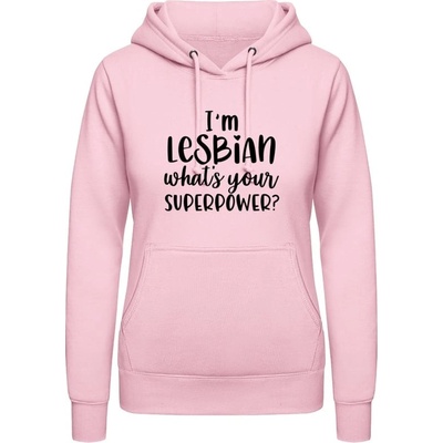 AWDis Hoodie mikina Som lesbička aká je tvoja superschopnosť? bábätkovská ružová