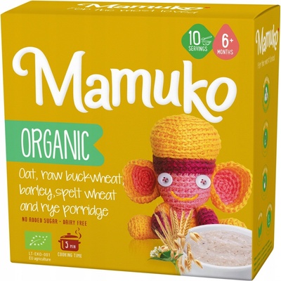 Mamuko Detská bio kaša zelená pohánka, jačmeň, špalda, pšenica, ovos 200 g