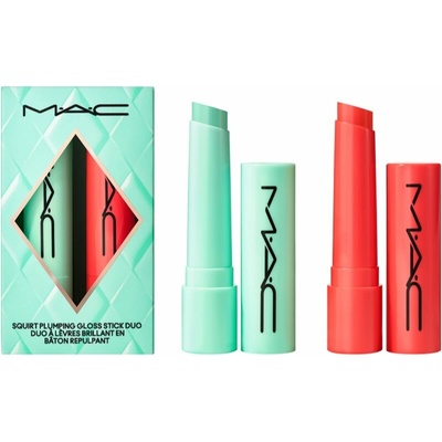 Mac Cosmetics Holiday Squirt Plumping Gloss Stick Heat Sensor lesk na rty v tyčince 2,3 g + Squirt Plumping Gloss Stick Mint To Be lesk na rty v tyčince 2,3 g kosmetická sada