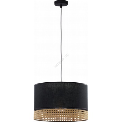 TK Lighting Пендел PAGLIA 1xE27/15W/230V черен/ратан (TK6543)