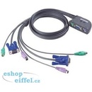 Aten CS-12C DataSwitch elektronický 2:1 (kláv.,VGA,myš) PS/2 vč. kabelů
