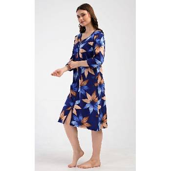 Dámské domácí šaty s tříčtvrtečním rukávem Sára tmavě modrá