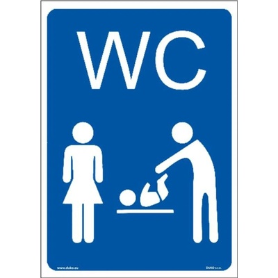 DUKO WC - ŽENY s přebalovacím pultem Formát: 105 x 148 mm, Materiál: plast 0,5 mm, samolepící vinylová fólie