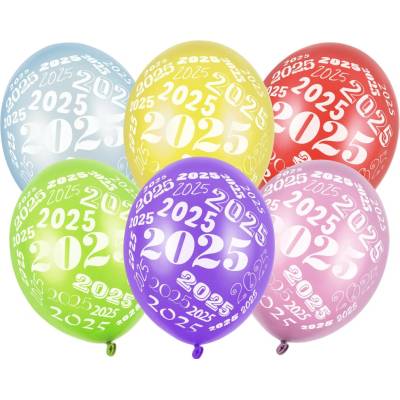 Party Metalické balónky 30 cm s potiskem 2025, mix barev
