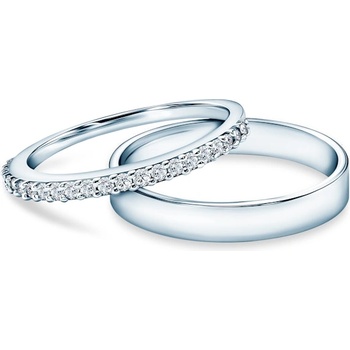 SAVICKI Брачни халки Share Your Love: бяло злато, лабораторни диаманти, плоски, 1, 5 мм и 3 мм