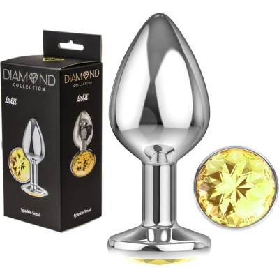 Анален плъг, метален и елегантен с жълт кристал, 7см. - Diamond Sparkle (4009-02LOLA)