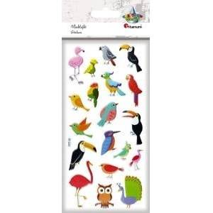 TITANUM Stickers convex soft exotic birds 19pcs
