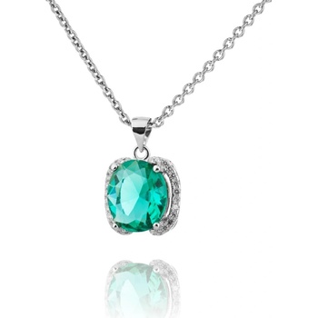 Meucci Strieborný prívesok s chrysolitom a zirkonmi po stranách SS78P . tyrkysová 15792
