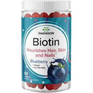 Swanson Biotin Gummies 5 000 mcg | Blueberry [60 Дъвчащи таблетки]