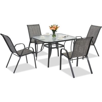 Garden Point Метална градинска мебел Modena за 4 души с квадратна маса Garden Point сива (GAP1081-4)