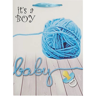Střední dárková taška - new born - klubko modrá