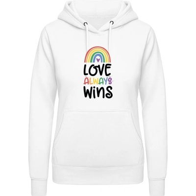 AWDis Dúhová mikina s Nápisom Love Always Wins arktická biela
