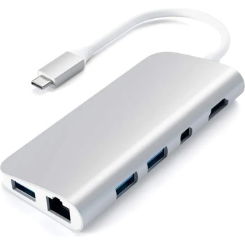 Satechi USB-C Multimedia Adapter - мултифункционален хъб за свързване на допълнителна периферия за MacBook Pro (сребрист)