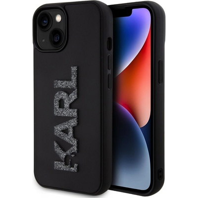 Karl Lagerfeld 3D Rubber Glitter Logo Karl iPhone 15 čierne