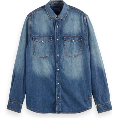 Scotch & Soda Синя мъжка риза от деним Scotch & Soda Работно облекло Scotch & Soda | Sin | МЪЖЕ | M