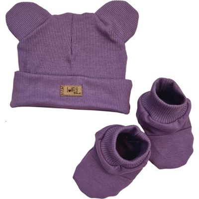 Štýlová čiapočka s uškami s topánočkami, 2D purple