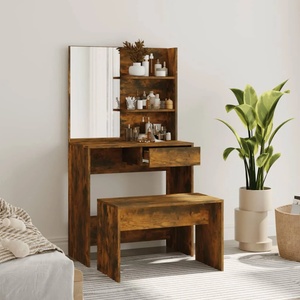 vidaXL Комплект тоалетка, Опушен дъб, 74, 5x40x141 см (3114144)