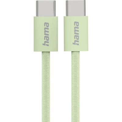 Hama Кабел за зареждане "Fabric", USB-C - USB-C, 1 m, Nylon, зелен (HAMA-201726)
