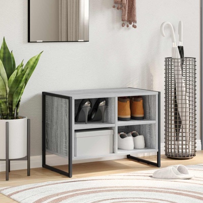 vidaXL Шкаф за обувки 60 x 35 x 44 см Инженерна дървесина Сив Сонома (886459)