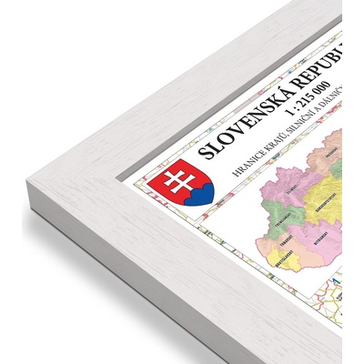 Excart Maps Slovensko - nástěnná administrativní mapa 200 x 130 cm (vydání 2025) Varianta: mapa v dřevěném rámu, Provedení: Pegi bílý