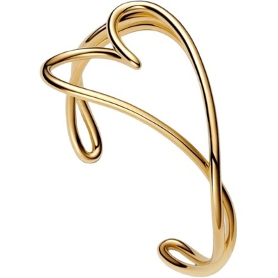 Pandora Pevný pozlacený náramek ve tvaru srdce Shine 563808C00 16 cm