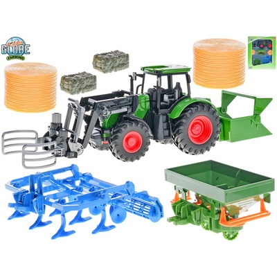 Kids Globe 540479 Traktor SET zelený s příslušenstvím FARMING 1:24