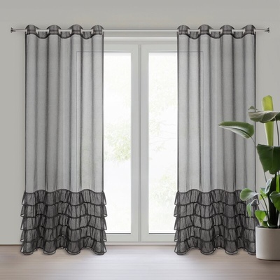 Takoy Záclona CARLI z etamínu zdobená volány a třpytivým pruhem krystalků 140 x 250 cm-HF-454036 | 140 x 250 cm