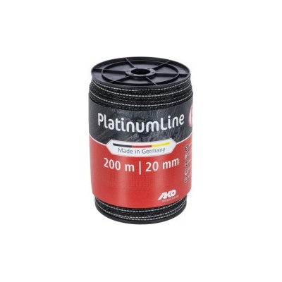 Páska PlatinumLine 20 mm pre el. ohradník, 5x0,20 mm Niro + 1x0,30 mm CuSn, 200 m, čierno-biela