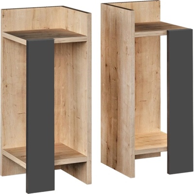TopMebel Комплект нощни шкафчета Elos от меламин в дъб - антрацит 25x27x60см