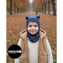 Speem Kukla s uškami Merino Tmavomodrá