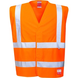 Portwest hi-vis bizflame work fr71 / Огнеупорна светлоотразителна жилетка, антистатична - hv оранжева s/m (fr71orrs/m)