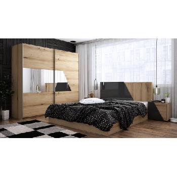 Спален комплект Agata от 18мм ПДЧ и МДФ евоук коуст и антрацит гланц